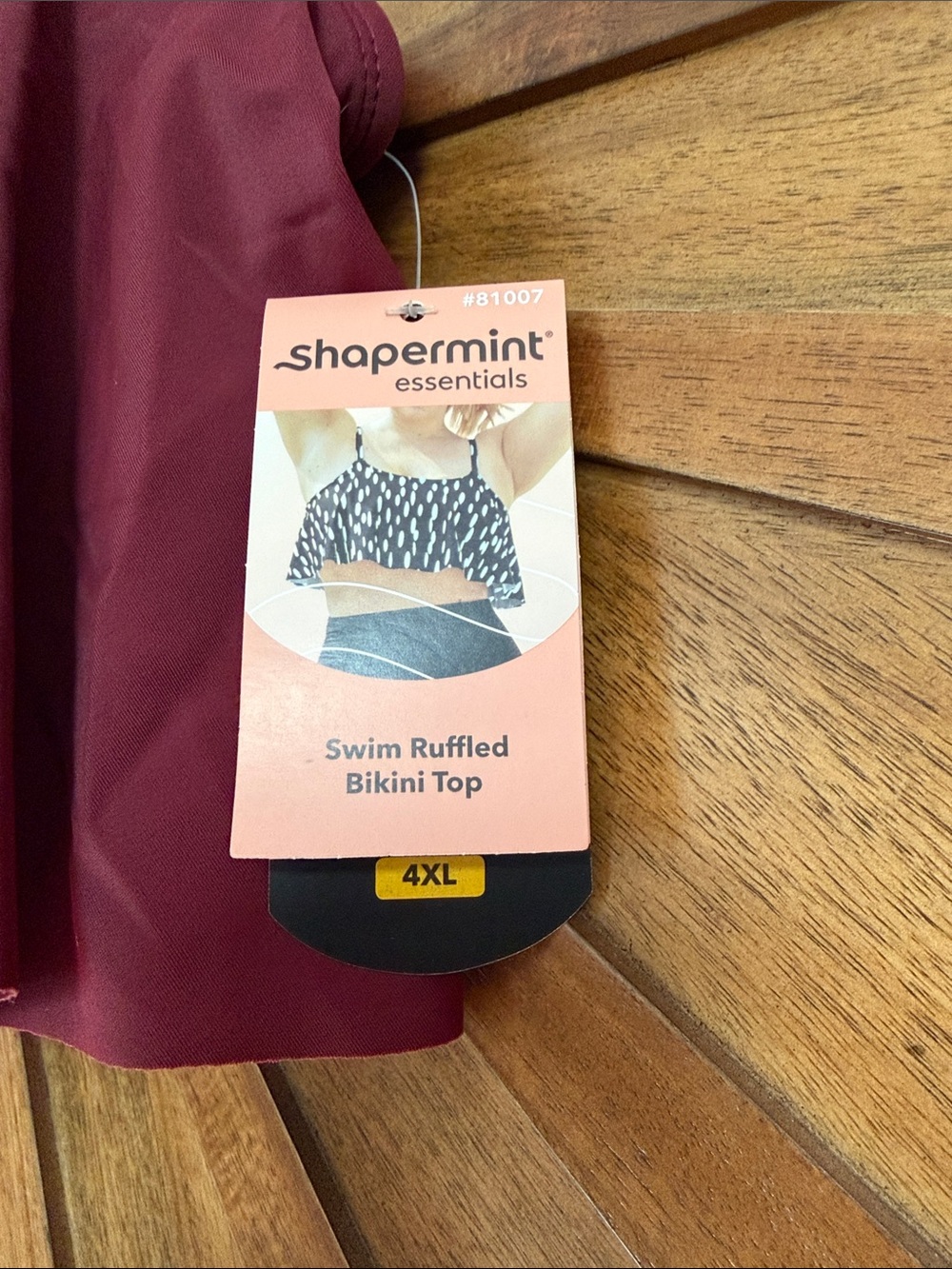 Shapermint Burgundy Ruffled Bikini Top - Picture 2 of 4